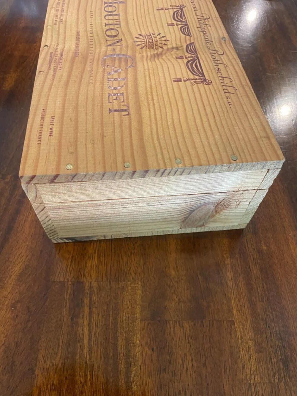 Mouton Cadet Baron Philippe de Rothschild Vintage Wood Wine Box 13" X 7. 5" X 4" - Picture 6 of 9